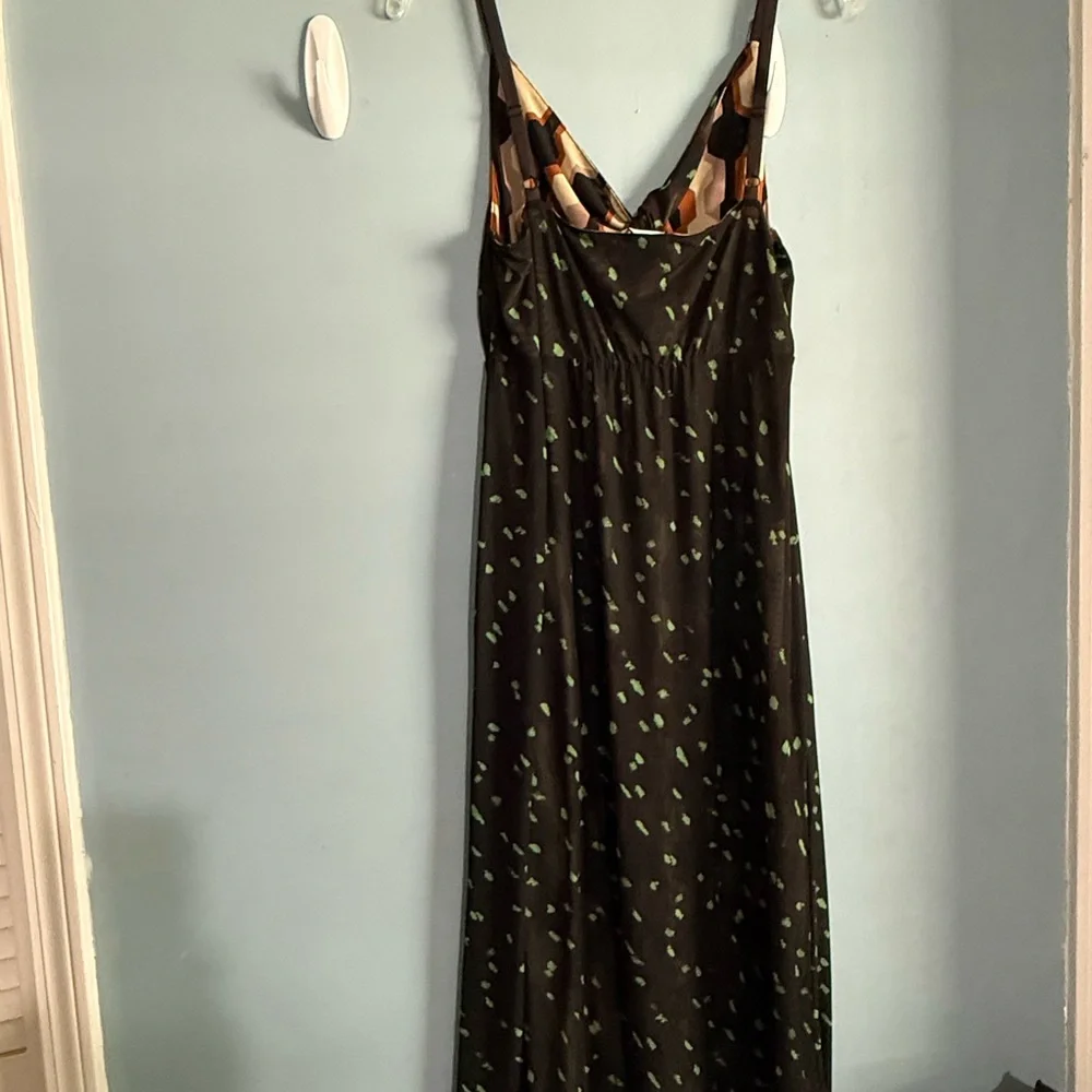 CAbi Brown and Black Geometric Maxi Dress Reversible Dress - Picture 4 of 16